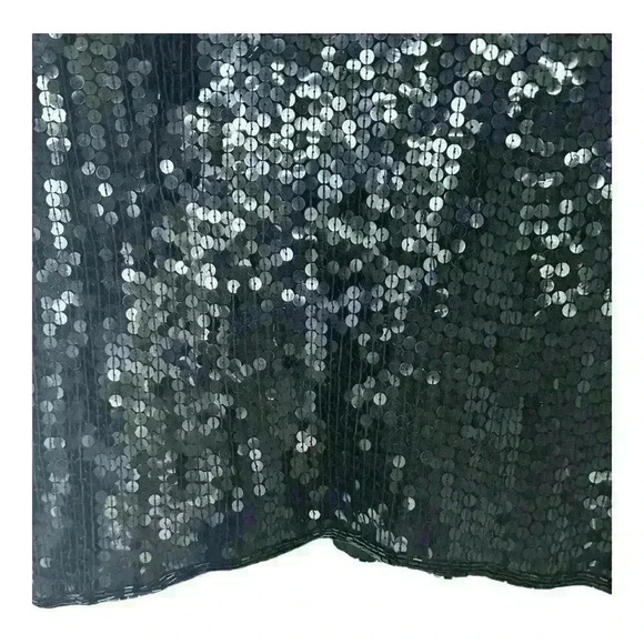 Talbots Vintage 100% Silk Black Sequin Round Neck Short Sleeve Blouse, sz Small - Picture 4 of 11